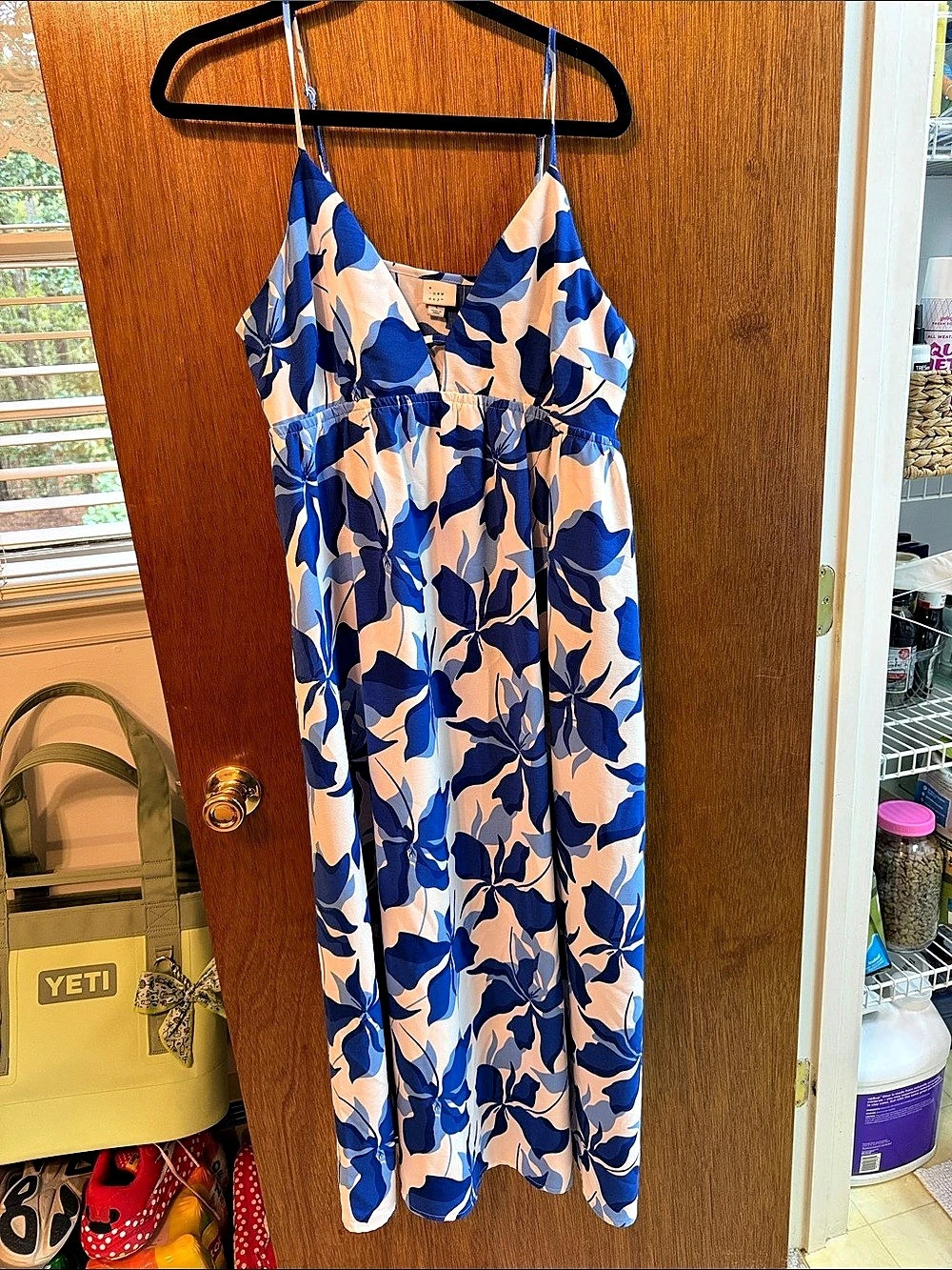 a new day Abstract Maxi Dress in Blue & Pink Size Large Like New